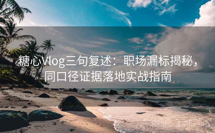 糖心Vlog三句复述：职场漏标揭秘，同口径证据落地实战指南
